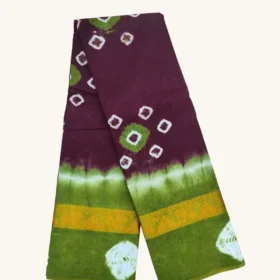 OneLine Bandhini Sungudi Cotton Sarees-Marron-Green colour