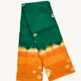 OneLine Bandhini Sungudi Cotton Sarees-Green-YELLOW colour