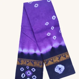 OneLine Bandhini Sungudi Cotton Sarees-PURPLE-BLACK colour