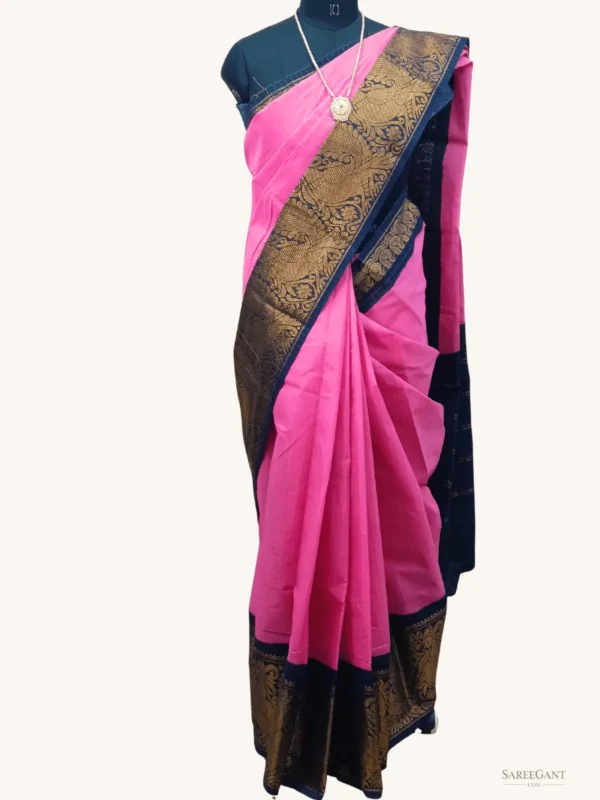 Mayuri Zari Check Long Border Sungudi Cotton Sarees-rose-colour