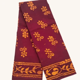 Batix Wax Printed Sarees sungudi cotton Sarees-Deep Maroon Colour
