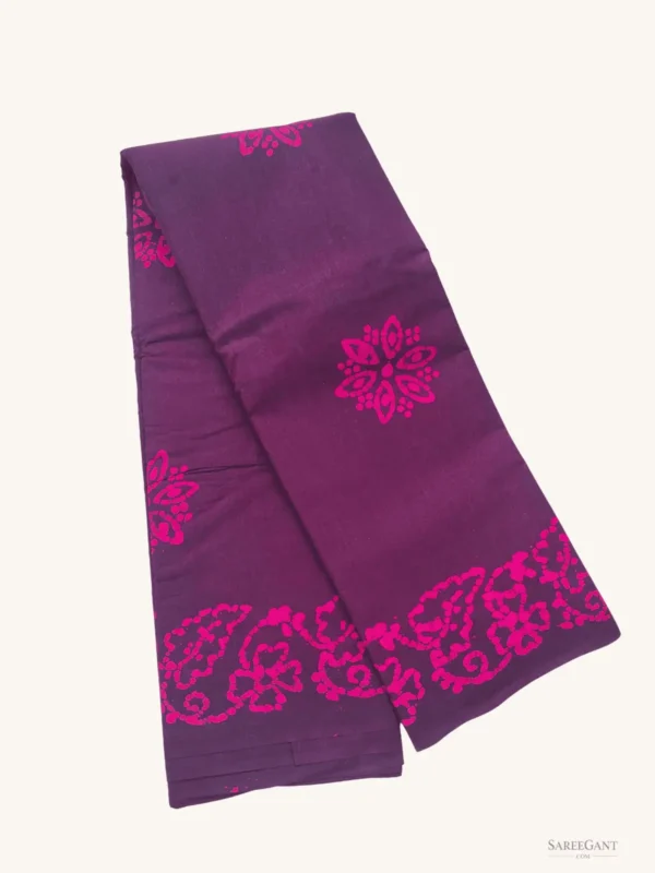 Wax Floral Print sarees-Sungudi cotton sarees Maroon Colour