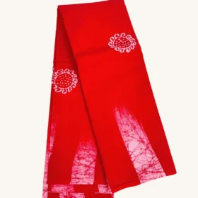Floral Wax Print Sarees -SUNGUDI COTTON SAREES -RED COLOUR