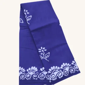 Wax Floral Print sarees-Sungudi cotton sarees NEELAM BLUE Colour