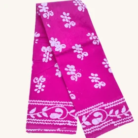 Batix Wax Printed Sarees sungudi cotton Sarees-PINK Colour