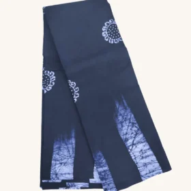 Floral Wax Print Sarees -SUNGUDI COTTON SAREES -DARK BLUE COLOUR