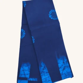 Floral Wax Print Sarees -SUNGUDI COTTON SAREES -DEEP NAVY BLUE COLOUR