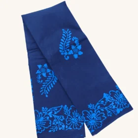 Wax Floral Print sarees-Sungudi cotton sarees DEEP NAVY BLUE Colour