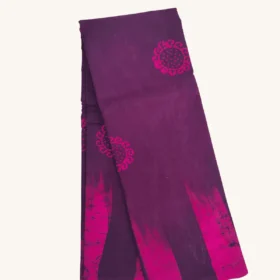 Floral Wax Print Sarees -SUNGUDI COTTON SAREES -MAROON-PINK COLOUR