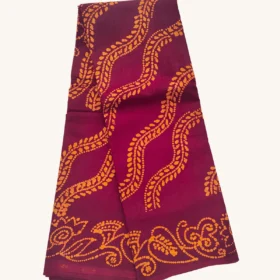 Wax Floral Print sarees-Sungudi cotton sarees MAROON-ORANGE Colour