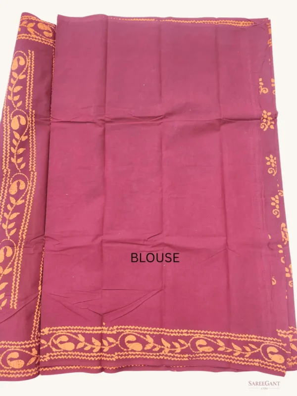 Batix Wax Printed Sarees sungudi cotton Sarees-Deep Maroon Colour