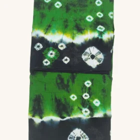 Tie and Dye Bandhini sungudi cotton saree-GREEN-BLACK colour