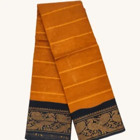 Velthari Sungudi Cotton Sarees With Poonam Border-MUSTARD-BLACK colour