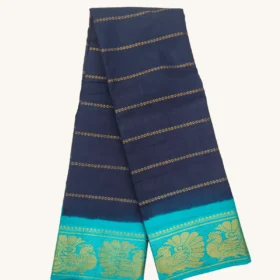 Velthari Sungudi Cotton Sarees With Poonam Border-BLACK-RAMAGREEN colour