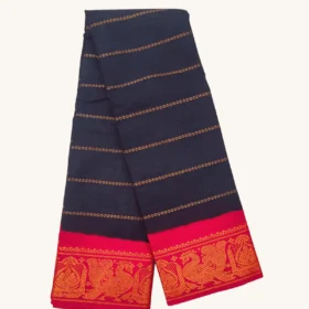 Velthari Sungudi Cotton Sarees With Poonam Border-BLACK-RED colour