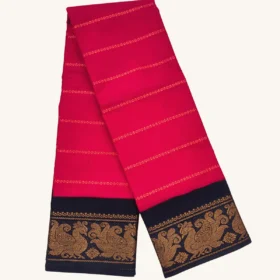 Velthari Sungudi Cotton Sarees With Poonam Border-RED-BLACK colour