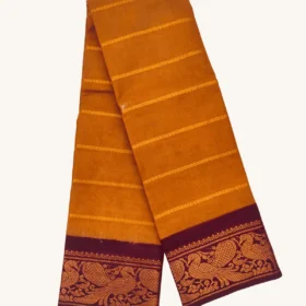 Velthari Sungudi Cotton Sarees With Poonam Border-MUSTARD-MAROON colour