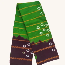 Velthari Bandhini style sungudi cotton sarees-GREEN-MAROON Colour