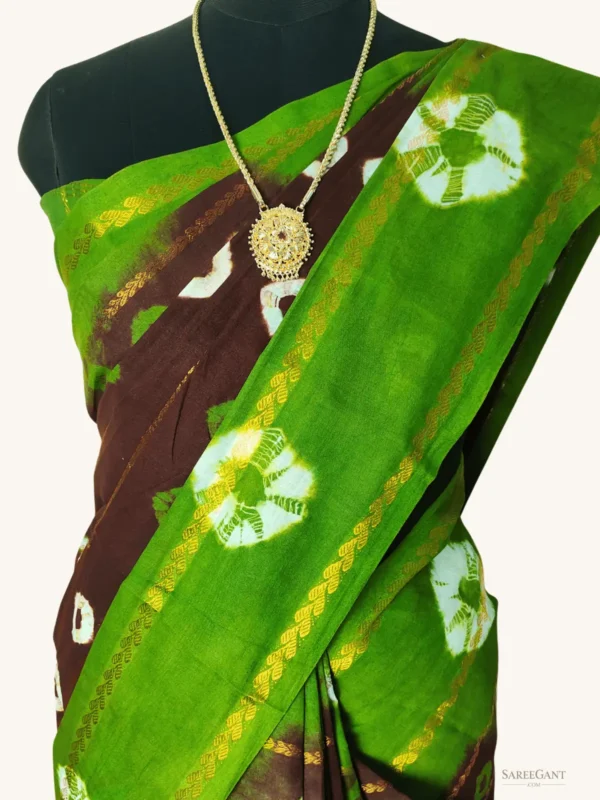 Velthari Bandhini style sungudi cotton sarees-Maroon-green Colour