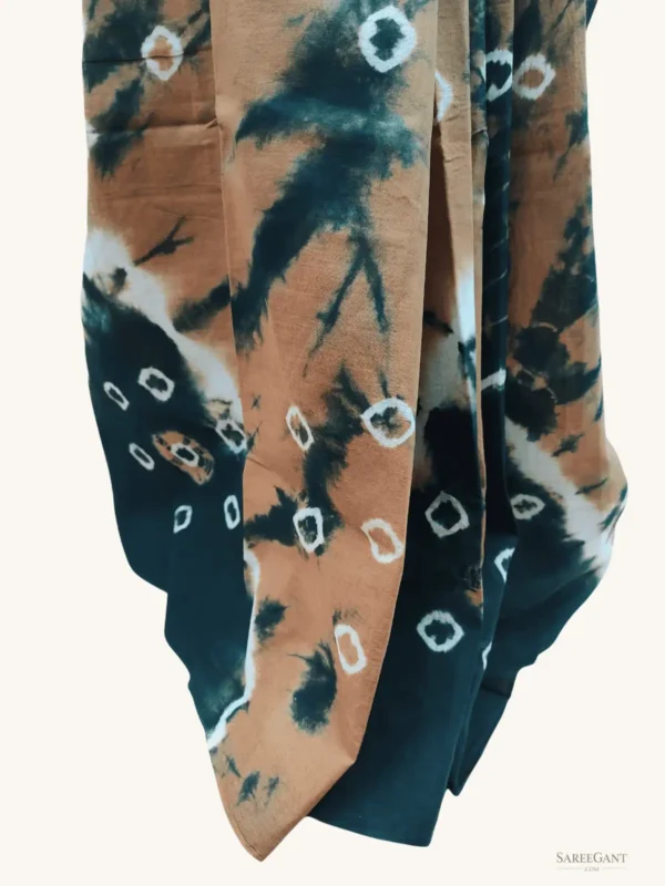 Bandhini sungudi Tie and Dye Sungudi Cotton Sarees-Mustard Brown Colour