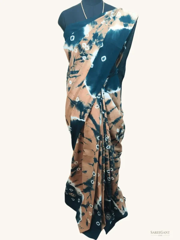 Bandhini sungudi Tie and Dye Sungudi Cotton Sarees-Mustard Brown Colour