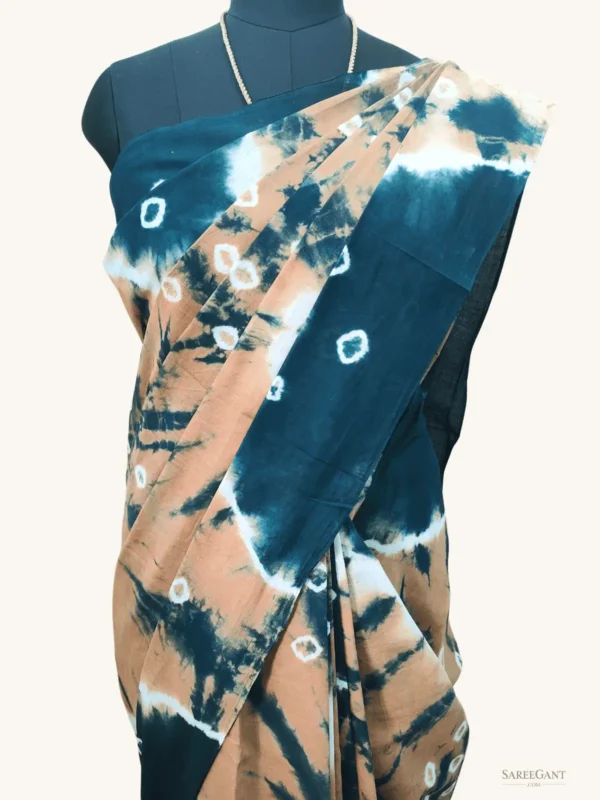 Bandhini sungudi Tie and Dye Sungudi Cotton Sarees-Mustard Brown Colour