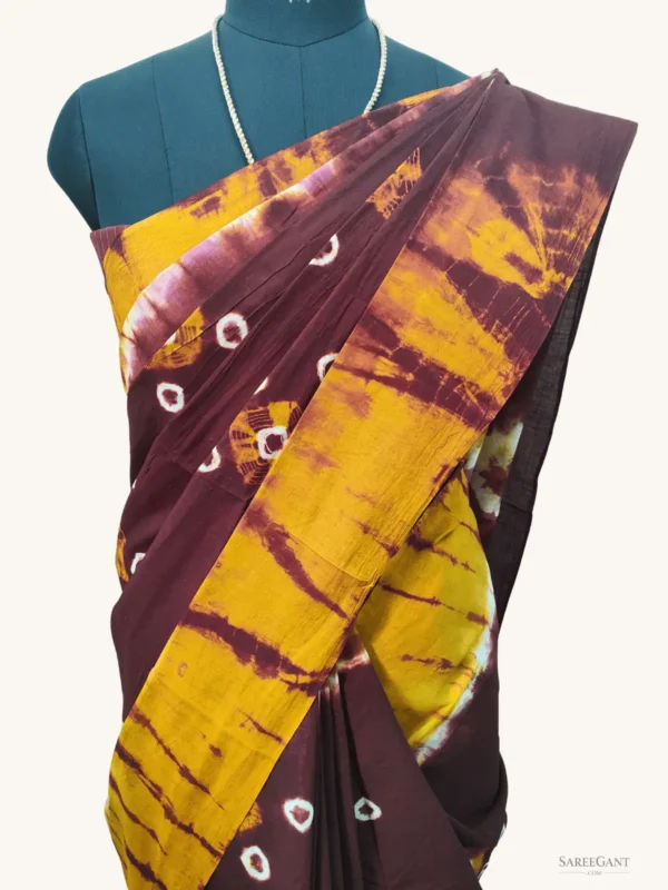 Bandhini Sungudi Cotton Sarees -Deep Maroon Colour