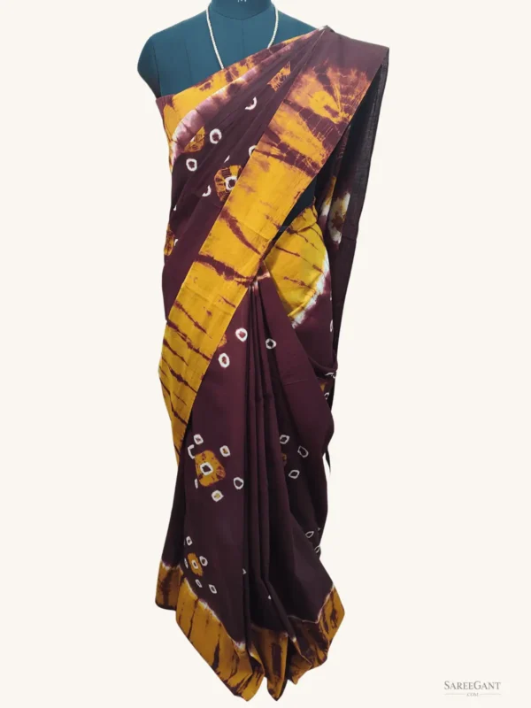 Bandhini Sungudi Cotton Sarees -Deep Maroon Colour