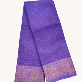 Zari check self sungudi cotton saree-Purple Colour