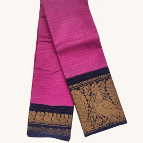 Mayuri zari check Long Border Sungudi cotton sarees-ROSE-BLACK Colour
