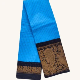 Mayuri zari check Long Border Sungudi cotton sarees-SKYBLUE Colour