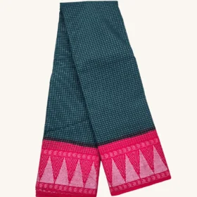 Zari Check Sungudi Cotton Saree-Bottle green Colour