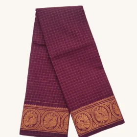 Zari check self sungudi cotton saree-Maroon Colour