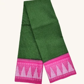 Zari Check Sungudi Cotton Saree-Leaf green Colour