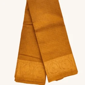 Zari check self sungudi cotton saree-MUSTARD Colour