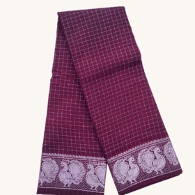 Silver Zari check Sungudi Cotton Sarees-Maroon Colour
