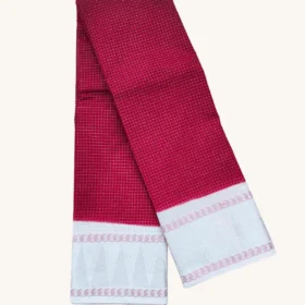Zari Check Sungudi Cotton Saree-Red Colour