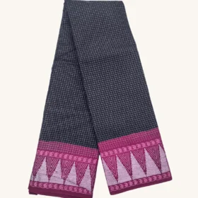 Zari Check Sungudi Cotton Saree-Black Colour