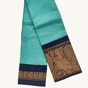Mayuri zari check Long Border Sungudi cotton sarees-RAMA GREEN - BLACK Colour