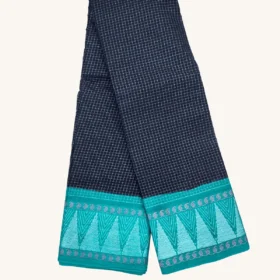 Zari Check Sungudi Cotton Saree-Black-Rama Colour