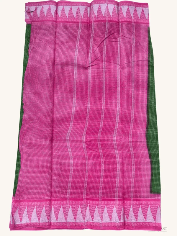 Zari Check Sungudi Cotton Saree-Deep Navy Blue With Pink Border Colour