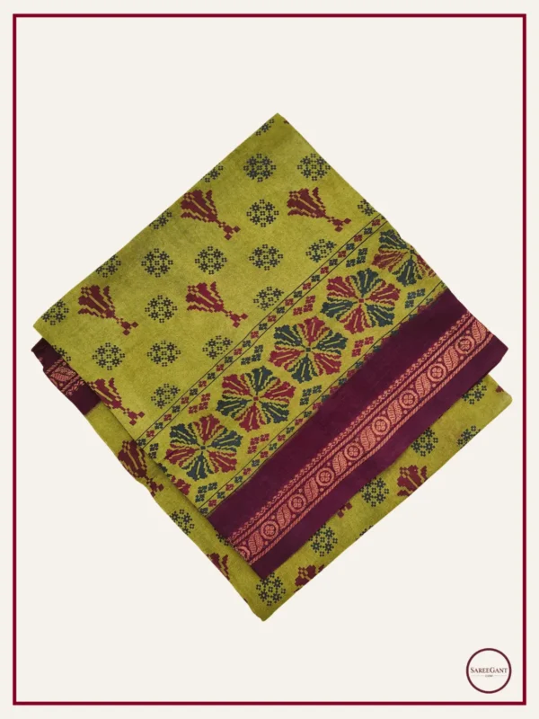 Double Colour Daily Wear Cotton Sarees Sungudi KT With Two Side Small Zari Border-green