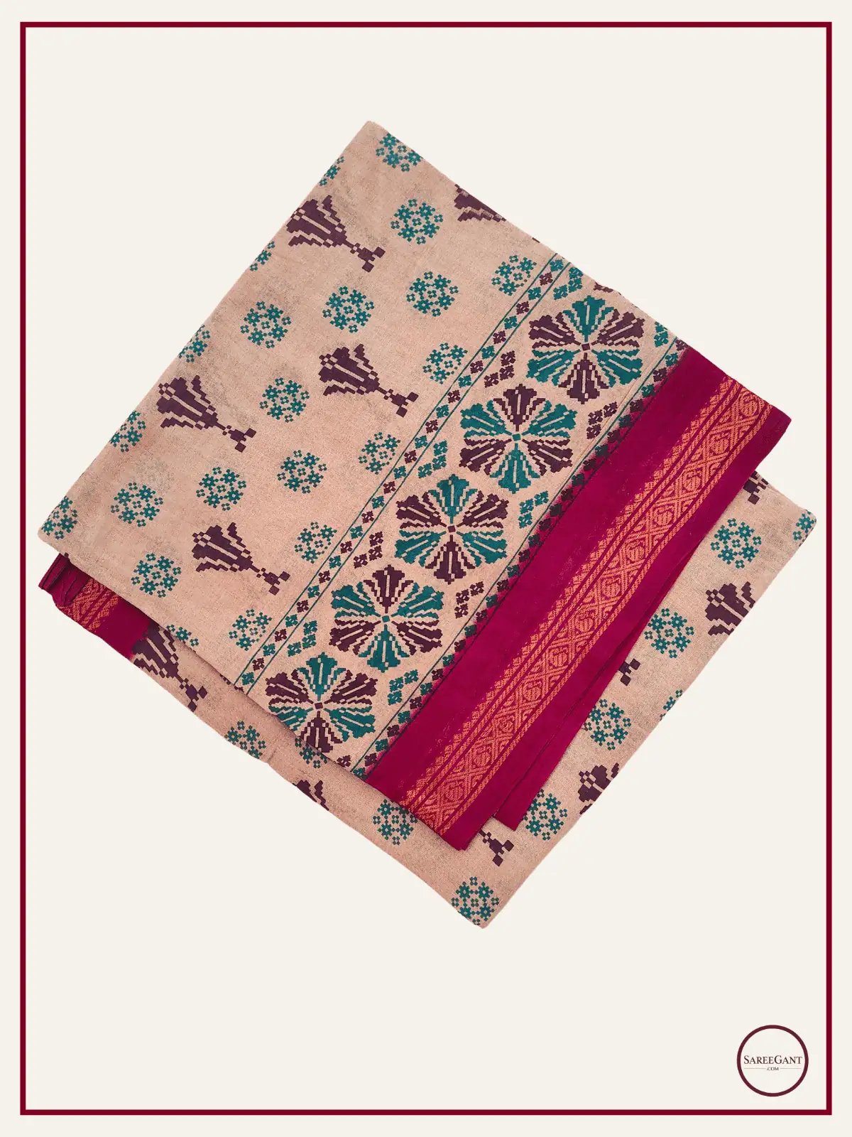 Double Colour Daily Wear Cotton Sarees Sungudi KT With Two Side Small Zari Border-cream