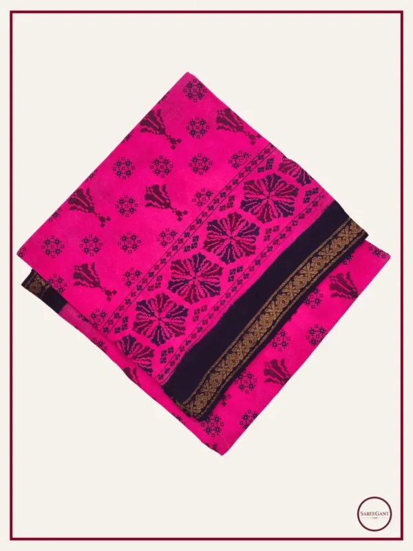 Double Colour Daily Wear Cotton Sarees Sungudi KT With Two Side Small Zari Border-rose