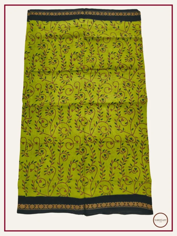 Double Colour Floral Daily Wear Cotton Sarees Sungudi KT With Two Side Small Zari Border-green