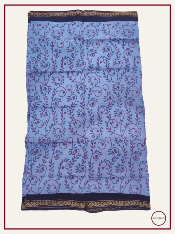 Double Colour Floral Daily Wear Cotton Sarees Sungudi KT With Two Side Small Zari Border-Grey