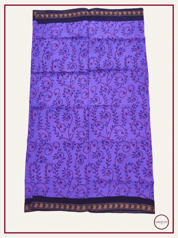 Double Colour Floral Daily Wear Cotton Sarees Sungudi KT With Two Side Small Zari Border-purple