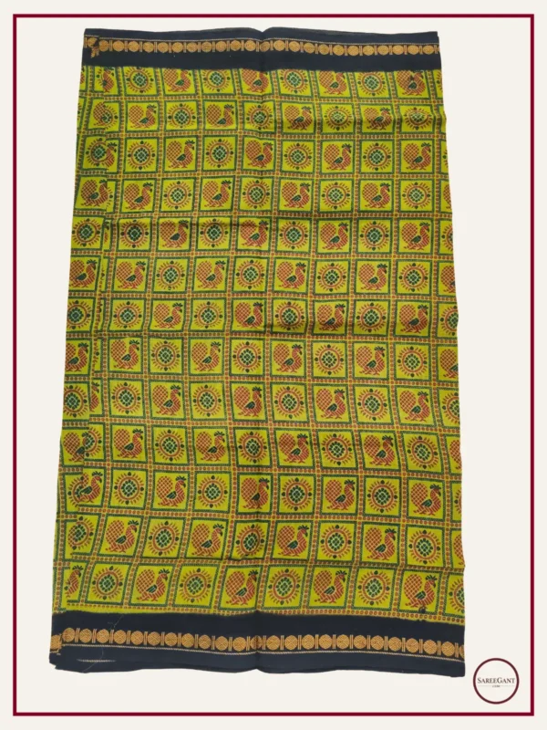 Double Colour Peacock Daily Wear Cotton Sarees Sungudi KT With Two Side Small Zari Border-green