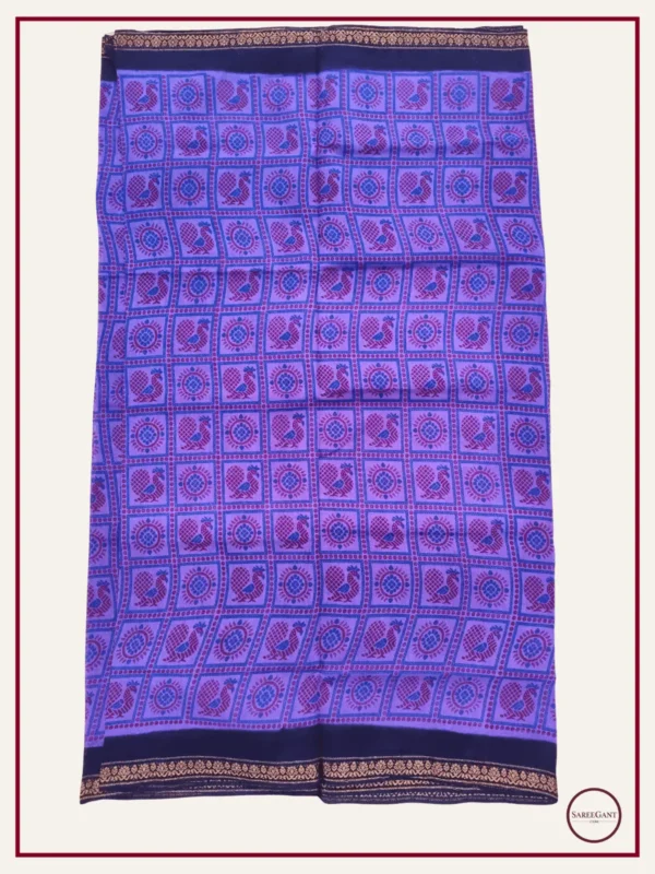 Double Colour Peacock Daily Wear Cotton Sarees Sungudi KT With Two Side Small Zari Border-purple