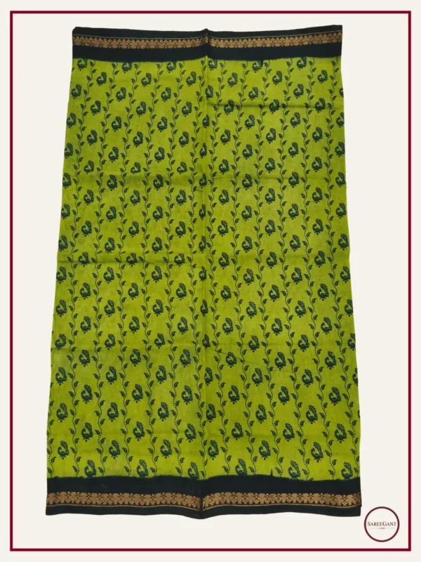 Daily Wear Cotton Sarees Sungudi KT With Two Side Small Zari Border-Green Colour